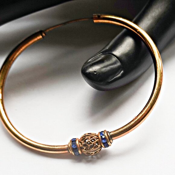 Antique Etruscan Gold Filled Baby Bracelet with Blue Stones - Picture 2 of 3